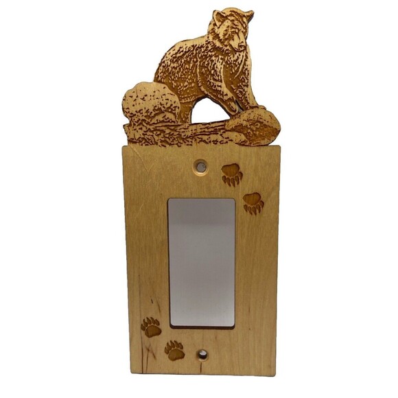 unbranded Other - Bear Wooden Etched Electric Switch Plate Cover Cabin Man Cave Outdoor Decor